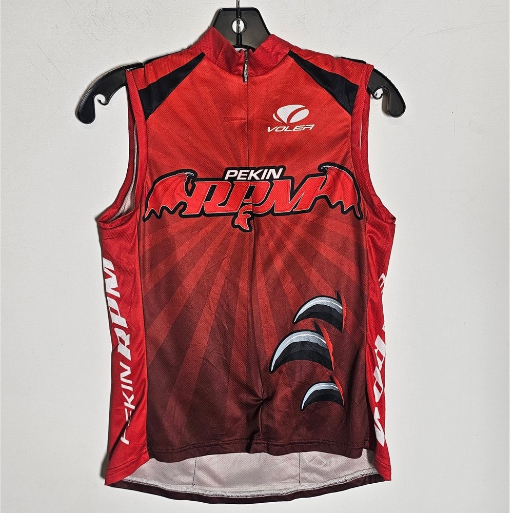 Voler Pekin RPM Womens Medium Cycling Jersey Sleeveless Red Club Raglan USA Made